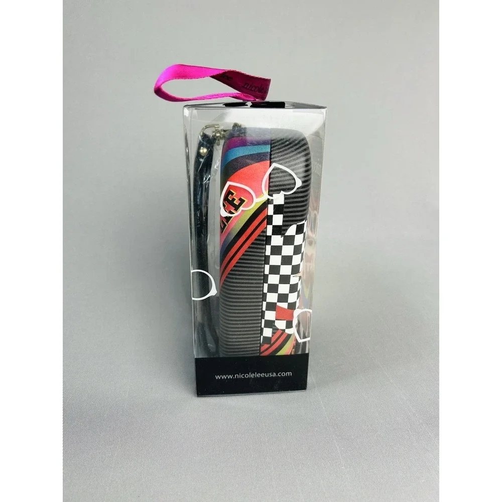 Nicole Lee Designer Glasses Case Racing Girl Hard Sided With Strap NEW In Box